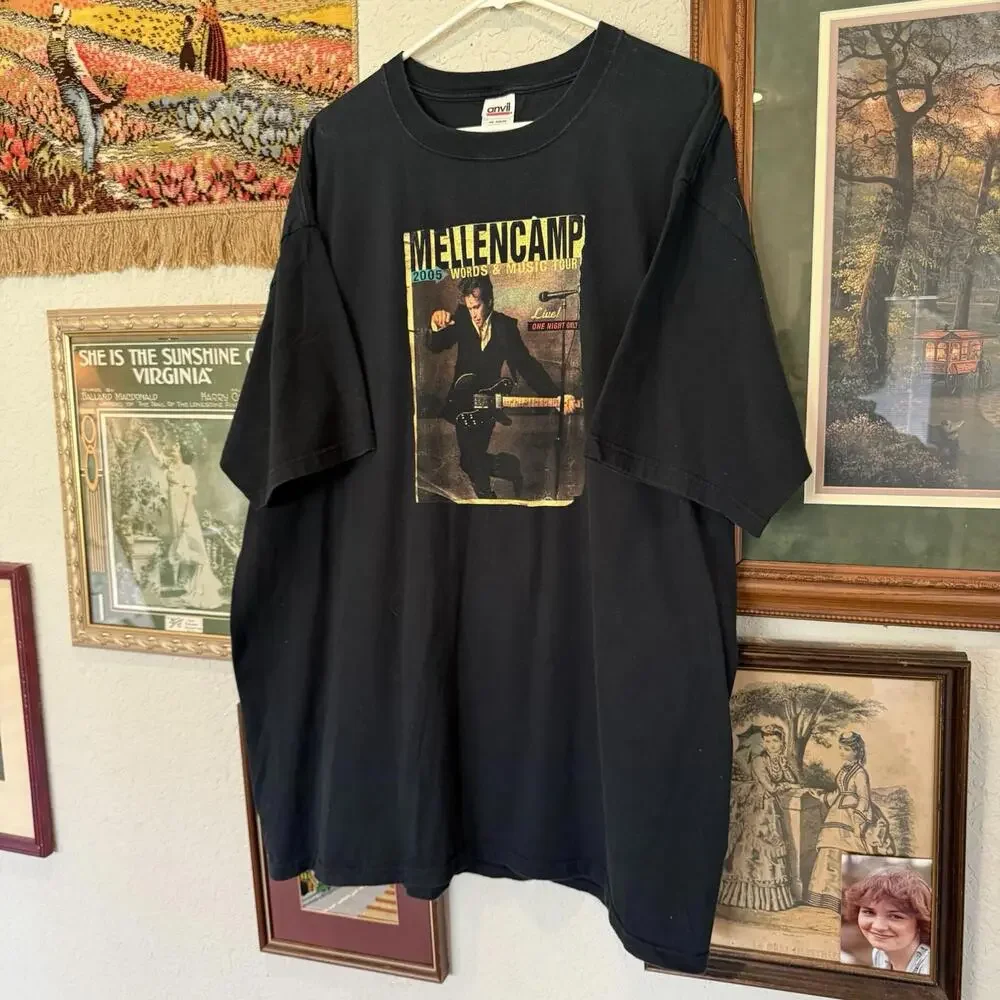 Vintage 2005 John Mellencamp Words And Music Black‎ Rock Tour Shirt Size 2XL